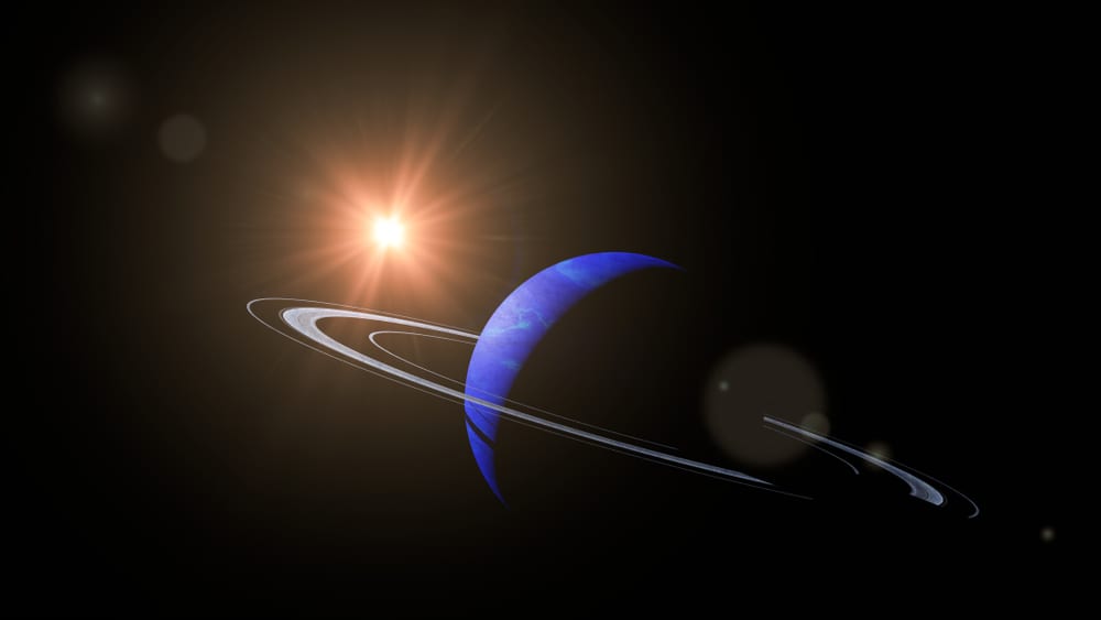 Neptune has three rings orbiting the planet like Saturn